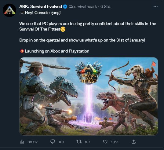 Tweet about TSOTF coming to console
